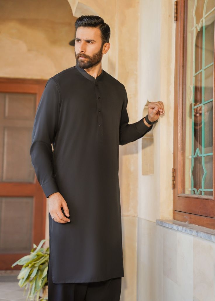 Premium Jet Black Boski Fabric For Men